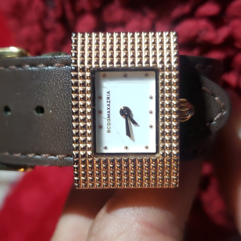 Authentic Bcbgmaxazria rose gold and leather watch